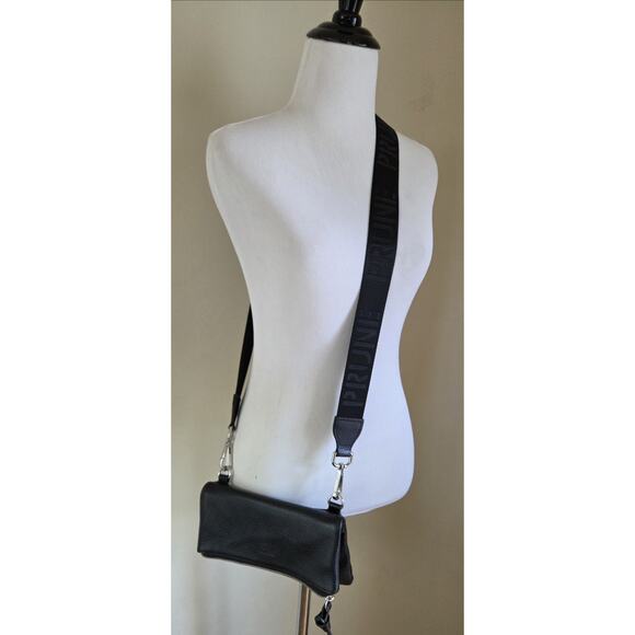 PRUNE Pebbled Black Leather Cross Body Bag Zip Foldover - Picture 11 of 16